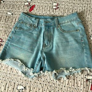 Gently used born primitive flex stretchy light wash jeans shorts size small